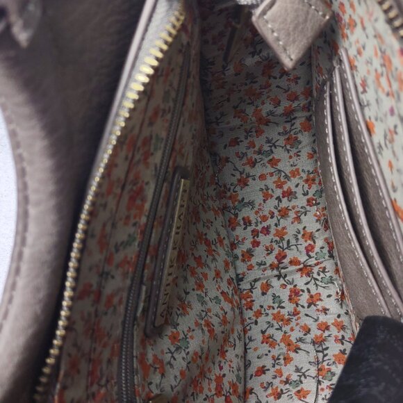 Antik Kraft Round Crossbody Bag Gray Brown Faux Leather Braided Handle - Picture 11 of 14